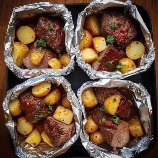 Garlic Butter Steak and Potato Foil Packets