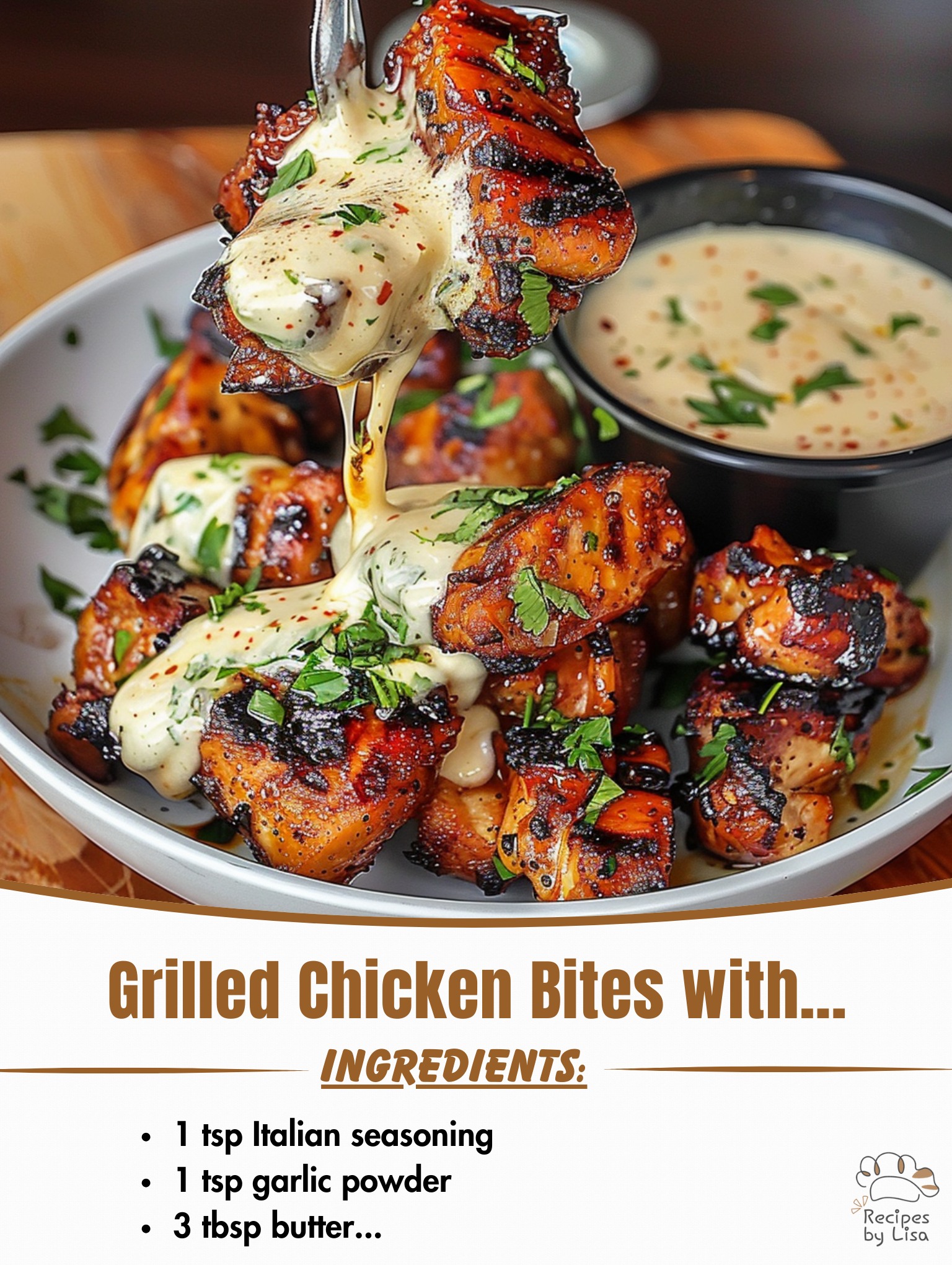  Grilled Chicken Bites with Creamy Garlic Sauce 