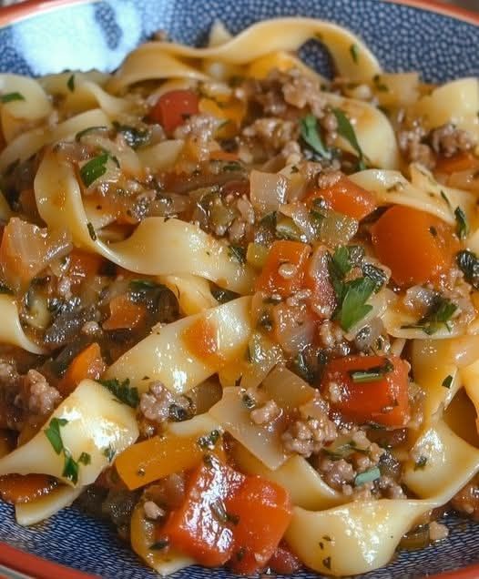 “This Italian drunken noodle recipe has been a family favorite for a while. Great flavors and we end up making a double batch every time we make it.”