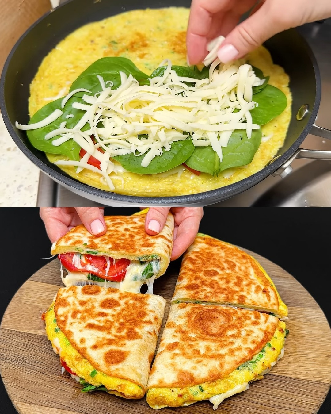 Spinach and Mozzarella Breakfast Tortilla