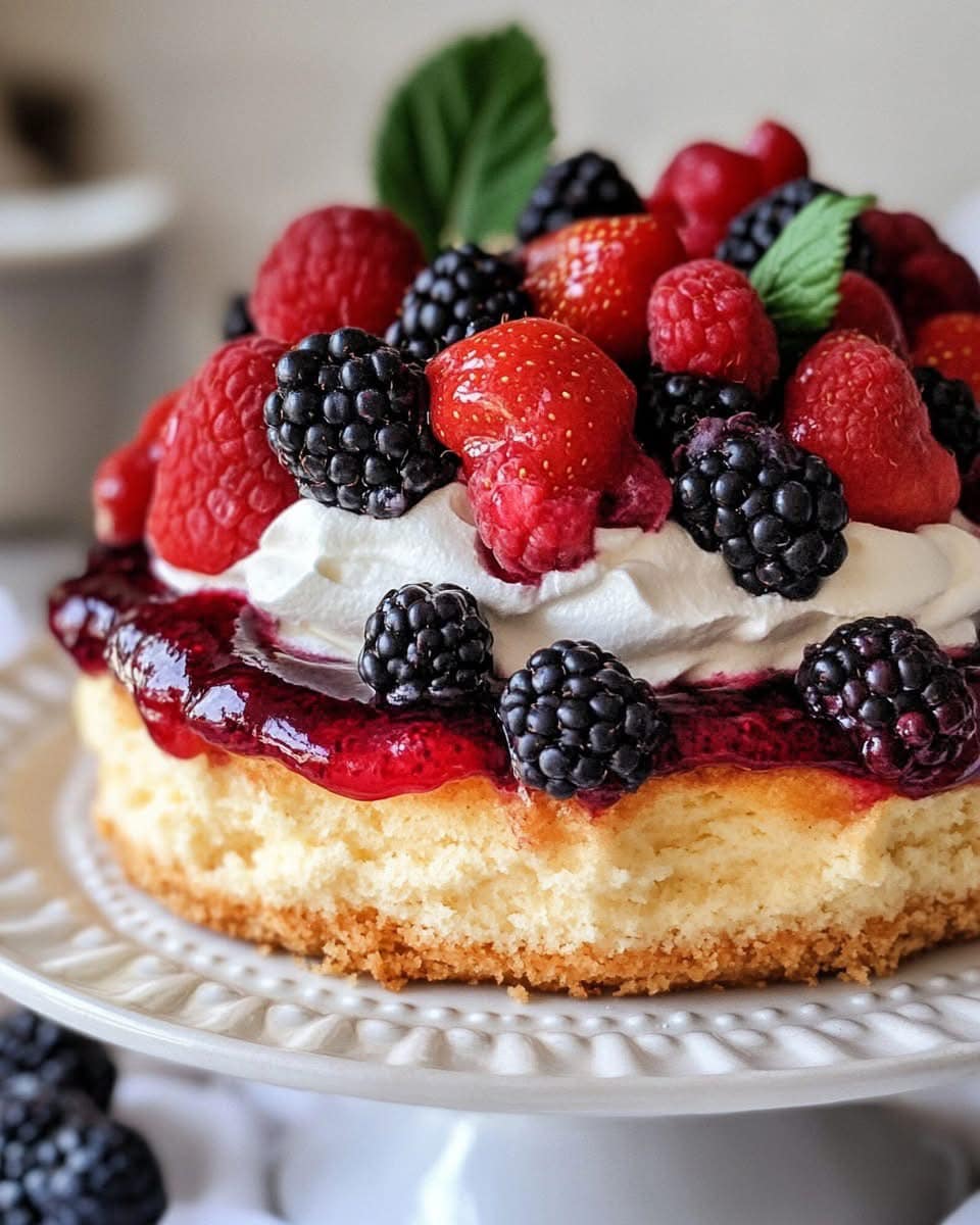 High Altitude One-Layer Mixed Berry Shortcake Cake 