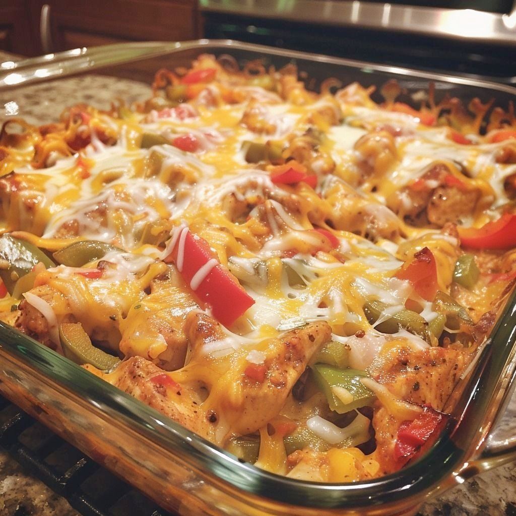 Cheesy Baked Chicken and Peppers Recipe