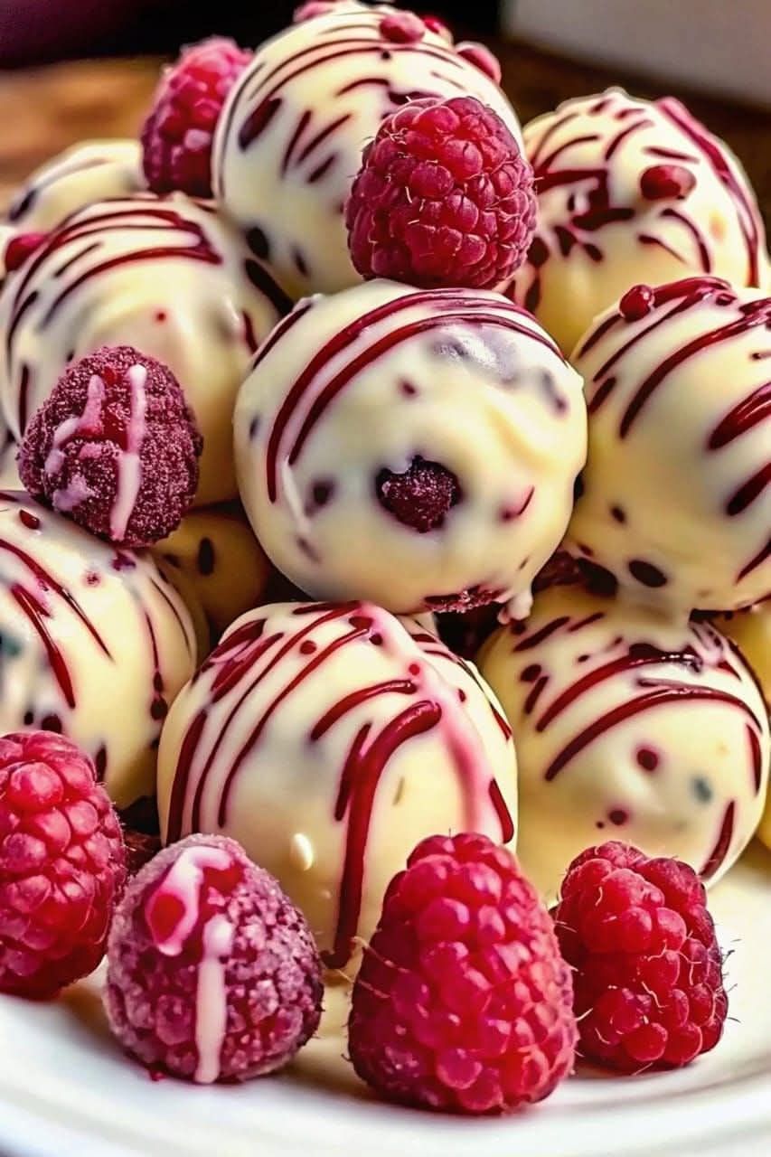 White Chocolate Raspberry Cheesecake Balls