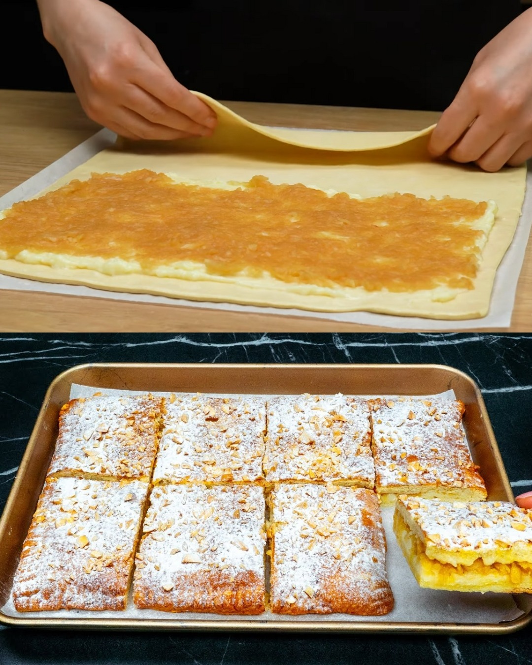 Apple Cream Puff Pastry Tart with Strawberry Ginger Tea