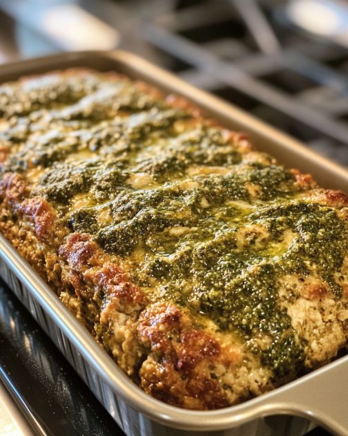 Baked Pesto Chicken Meatloaf