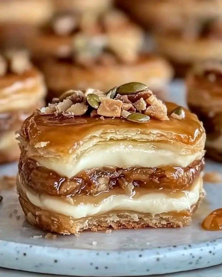 Caramelized Puff Pastry with Cream Filling