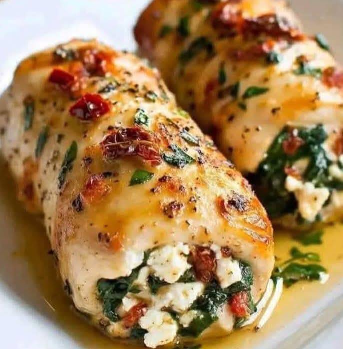 Spinach and Feta Chicken Rolls