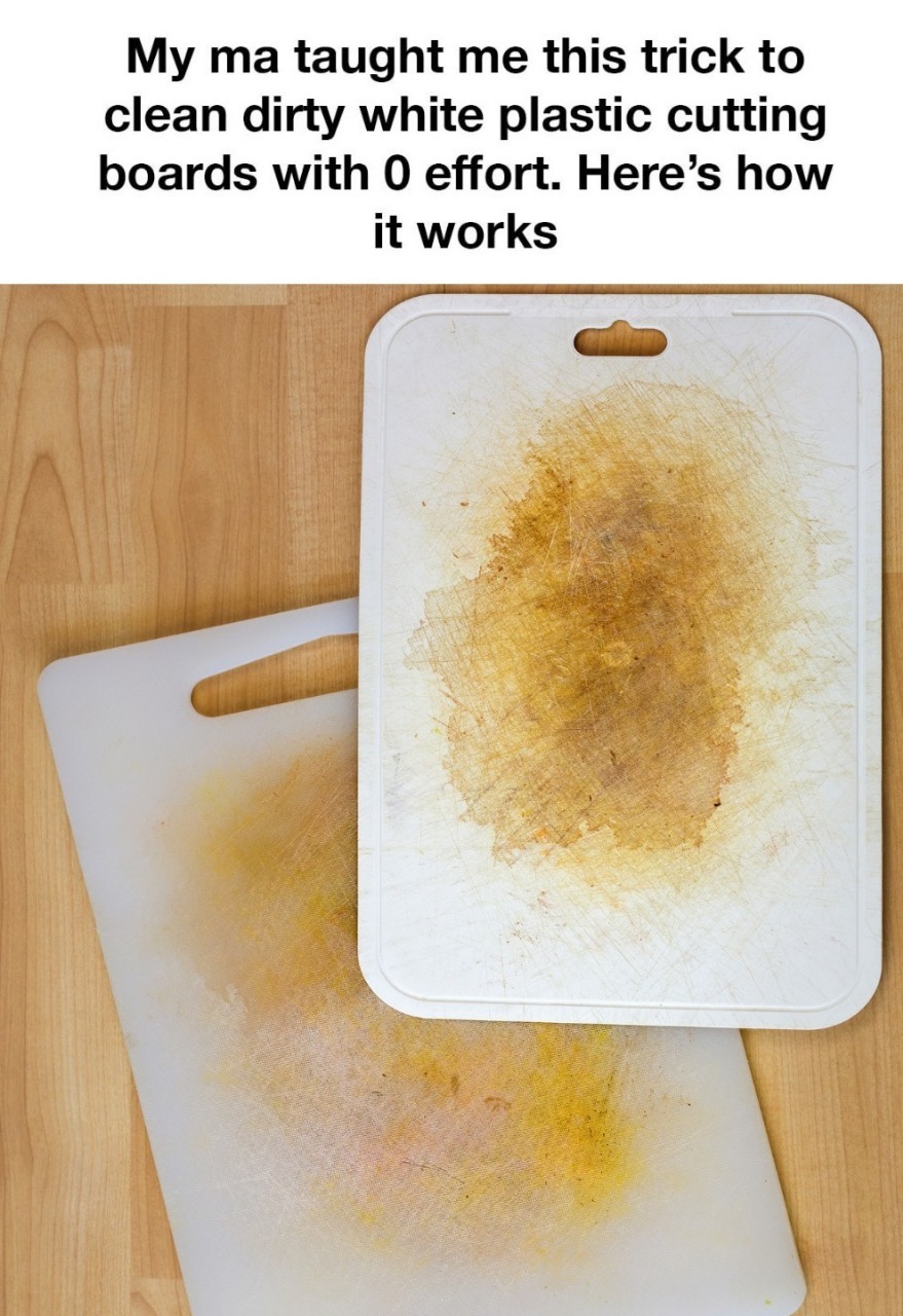 trick to clean dirty white plastic cutting boards with 0 effort