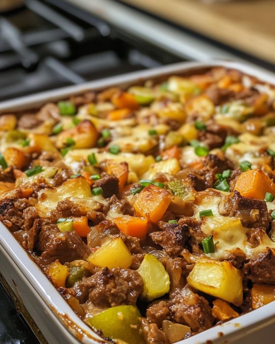 Hearty Holiday Beef and Veggie Bake