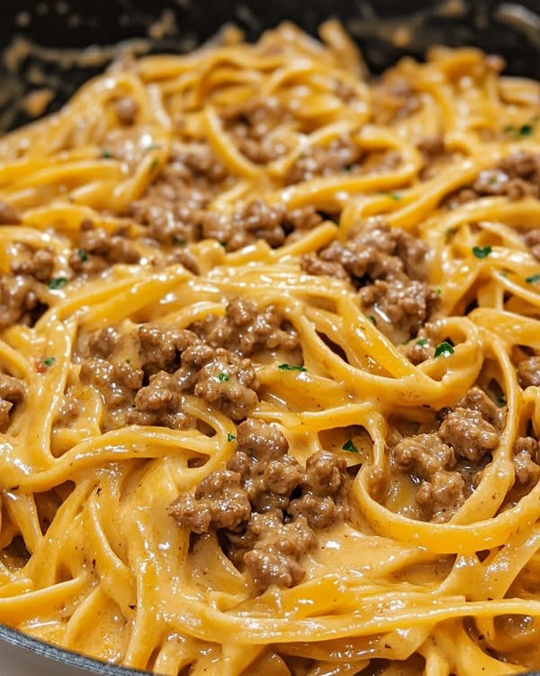 One-Pot Creamy Beef and Garlic Butter Pasta