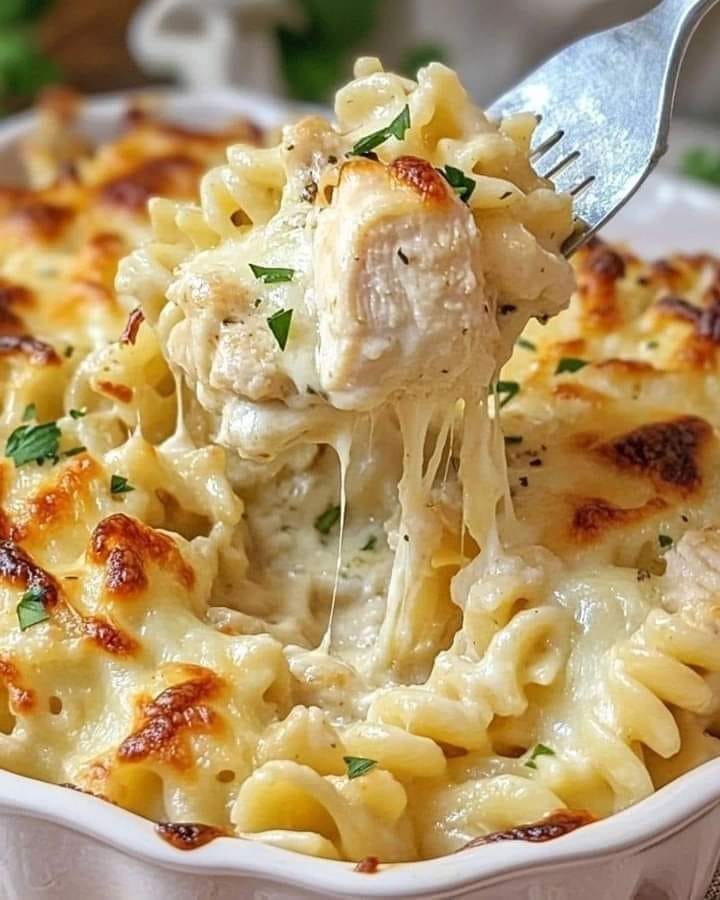 Garlic Parmesan Chicken Pasta Bake 