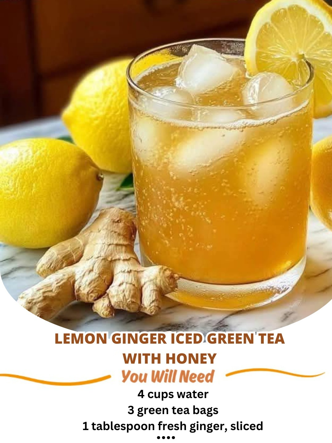 Lemon Ginger Iced Green Tea with Honey 