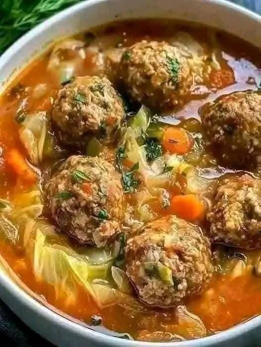 Easy Cabbage Meatball Soup 