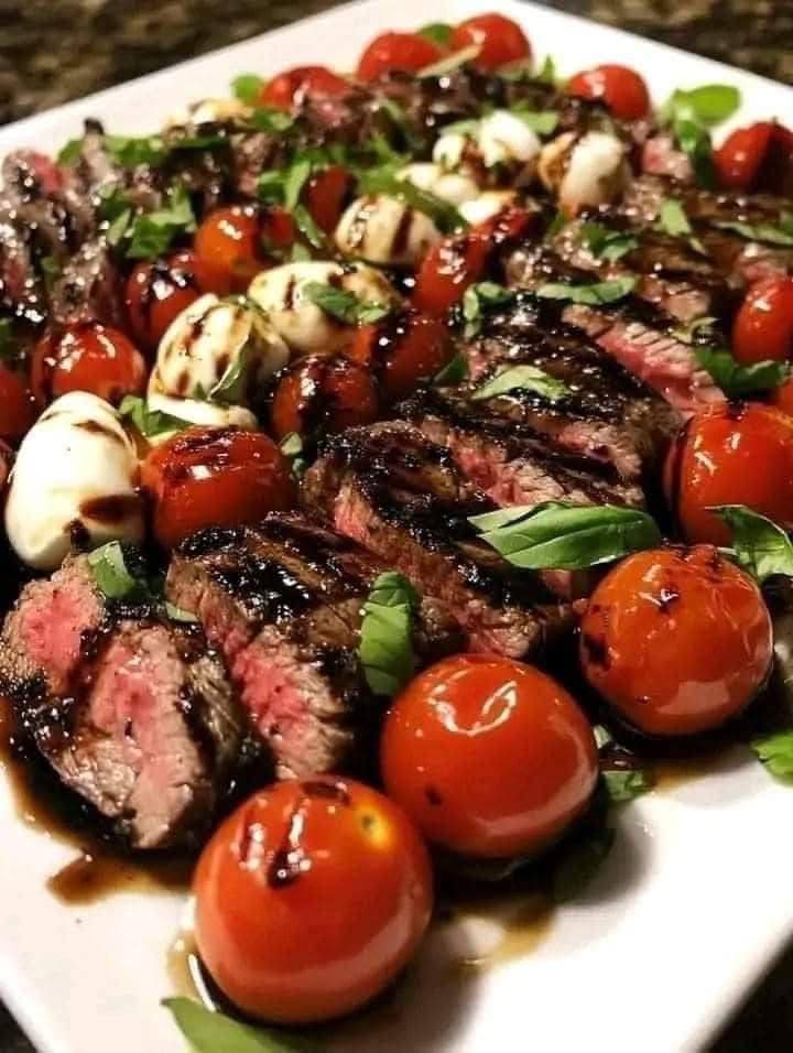 Caprese Grilled Flank Steak Salad