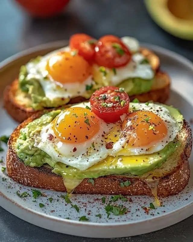 Perfect Avocado Toast with Fried Egg and Cherry Tomatoes