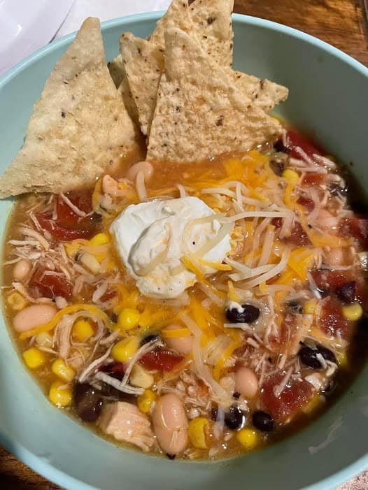 Chicken taco soup is 1 point per serving, and 6 after I added reduced fat cheese, light sour cream and a few tortilla chips 