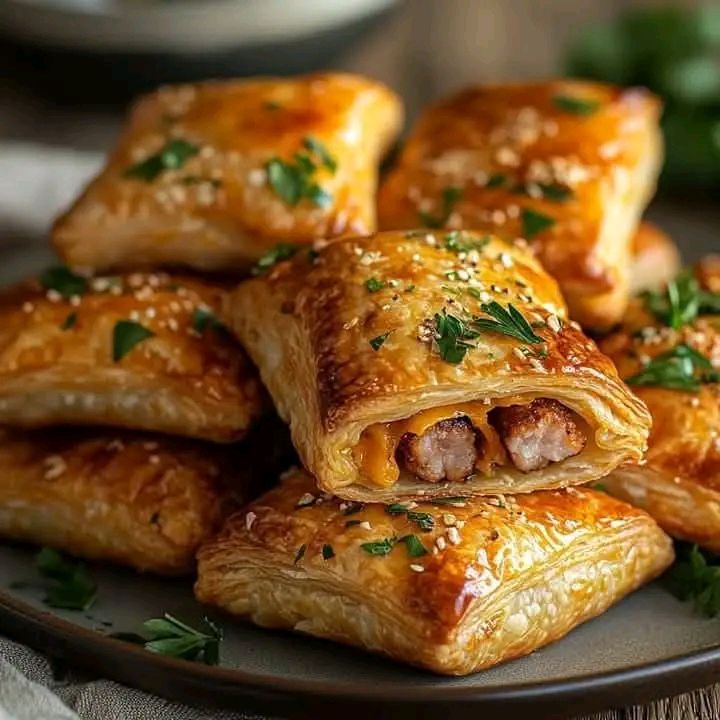 Cheesy Sausage Puff Pastry Bites