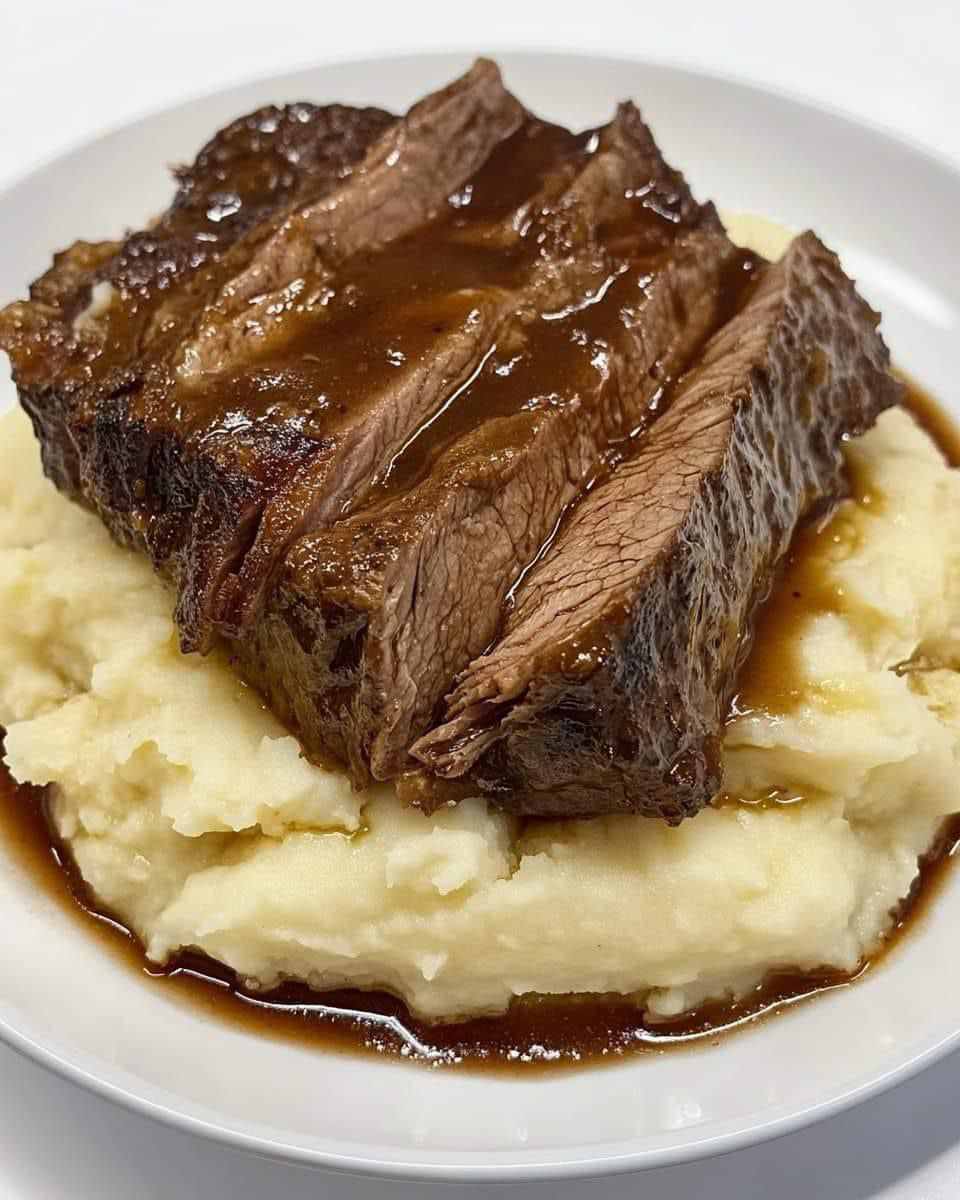 WOULD YOU EAT THIS POT ROAST OVER MASHED POTATOES FEAST 