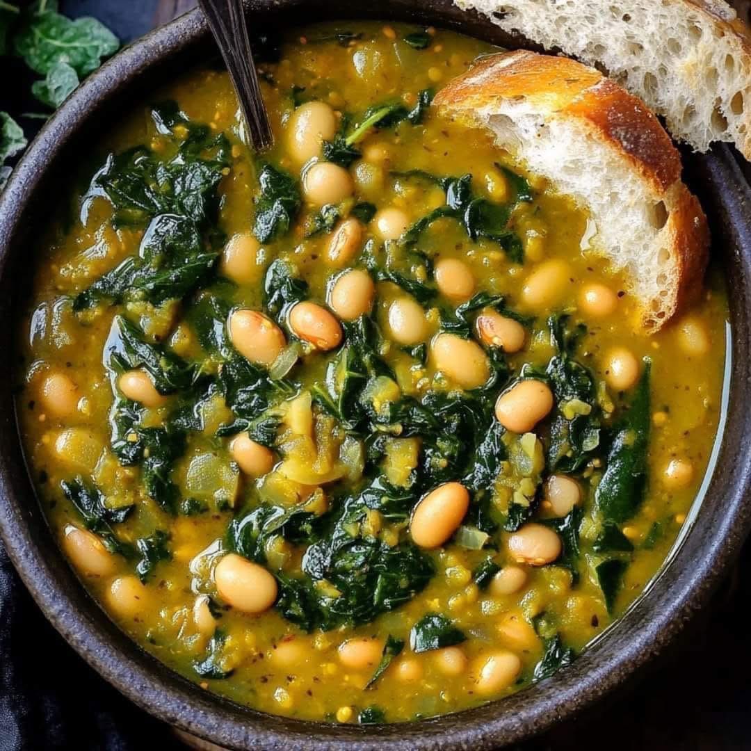 Spinach, Lentil, and Butter Bean Soup