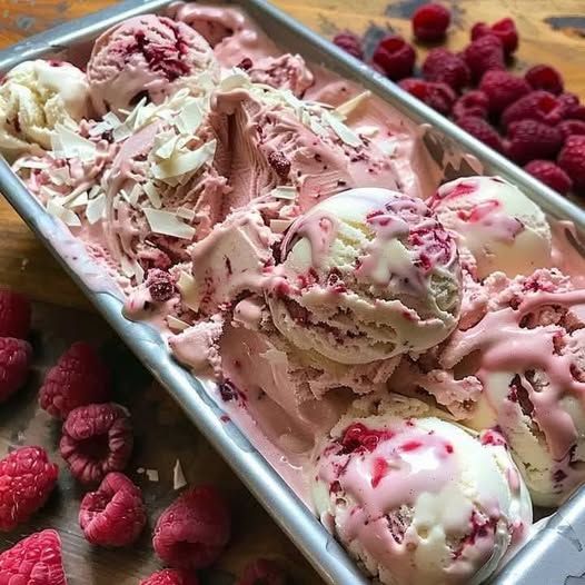 Homemade Romantic Raspberry Ripple Ice Cream