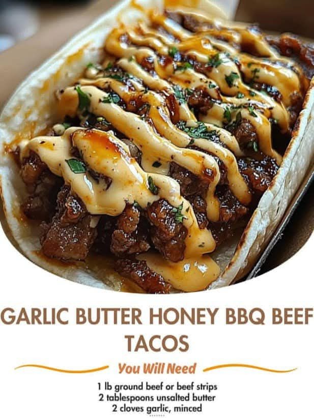 Garlic Butter Honey BBQ Beef Tacos