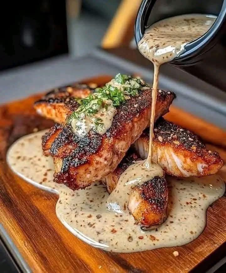 Blackened Salmon with Creamy Dijon Sauce 