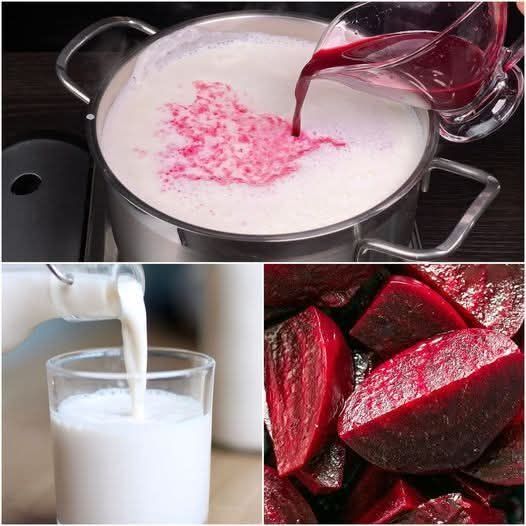 Pour beets into boiling milk! I’m not going to the store anymore! Only 3 ingredients