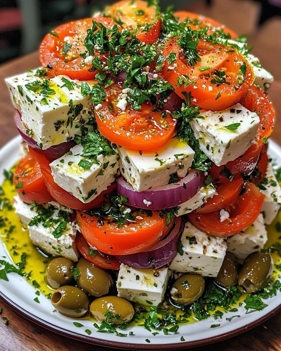  Greek Feta Salad Tower 