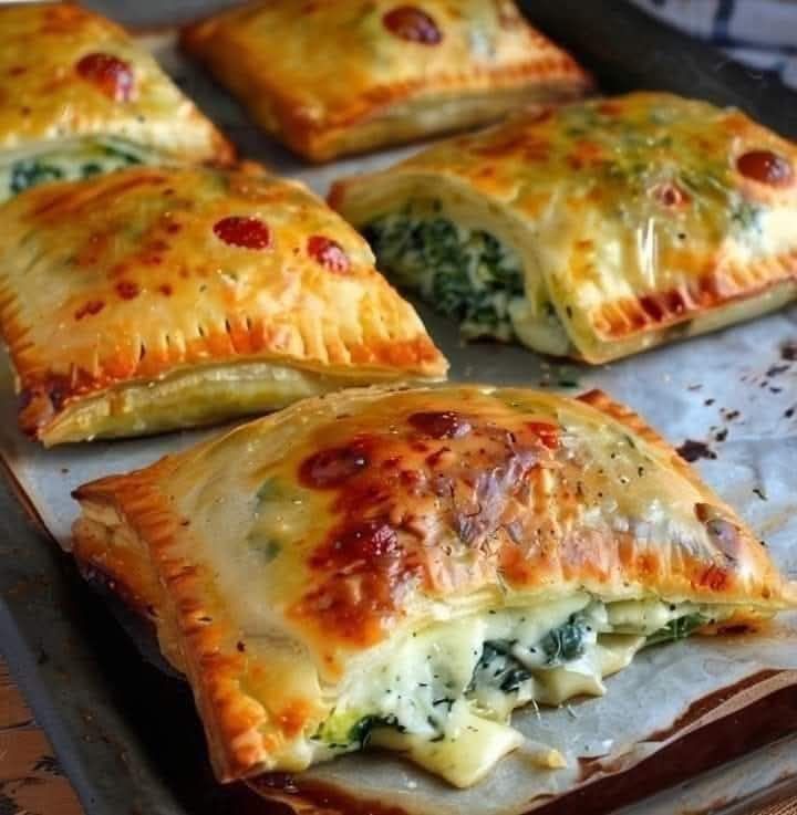 Crispy Spinach and Cheese Puff Pastry Pockets