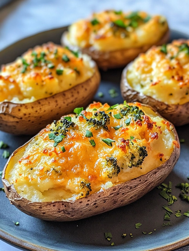 Broccoli & Cheddar Stuffed Potatoes 