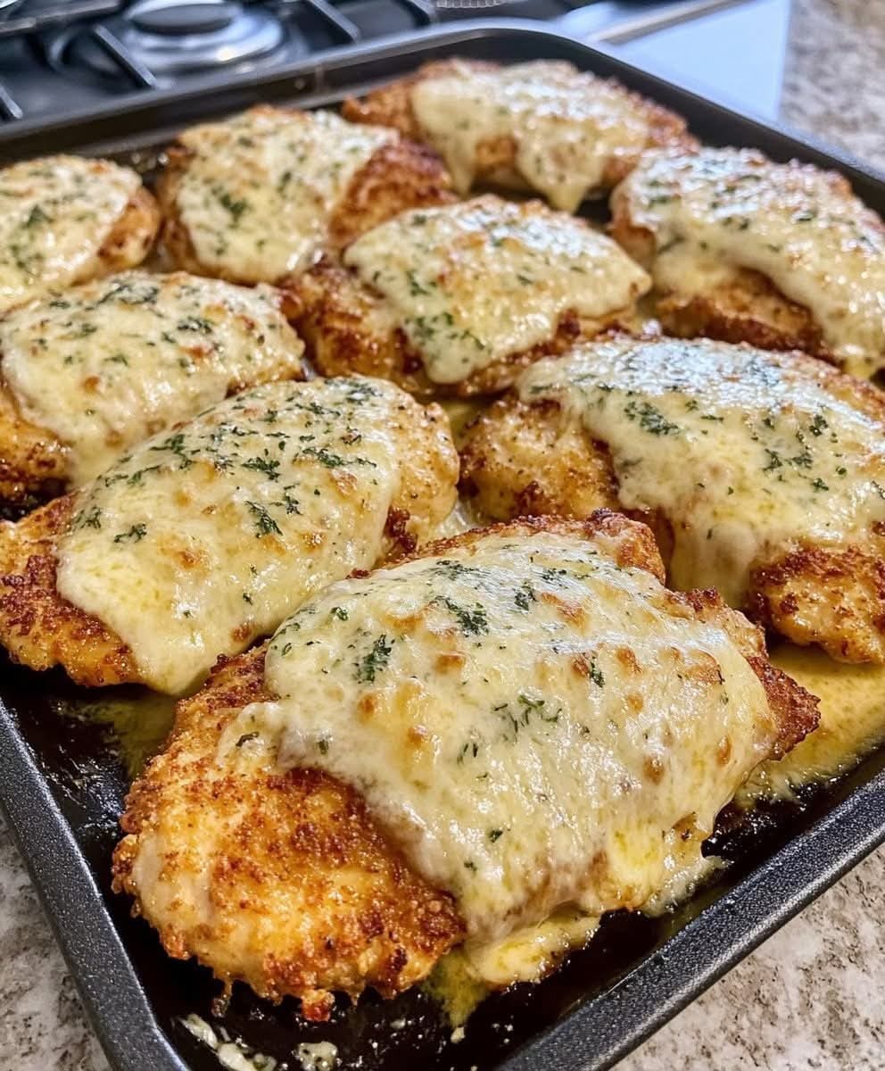 Crispy Baked Chicken with Melted Cheese